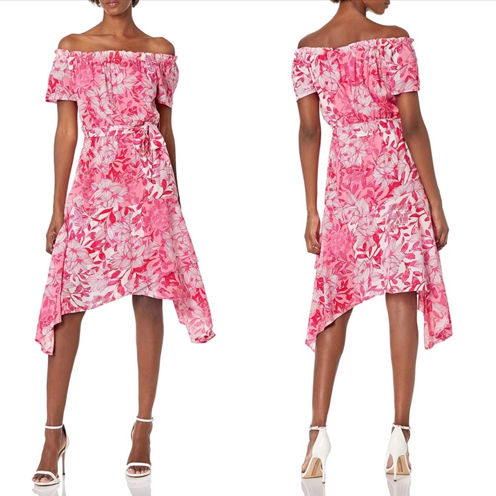 Caribbean Joe Women's Off The Shoulder Shark Bite Dress